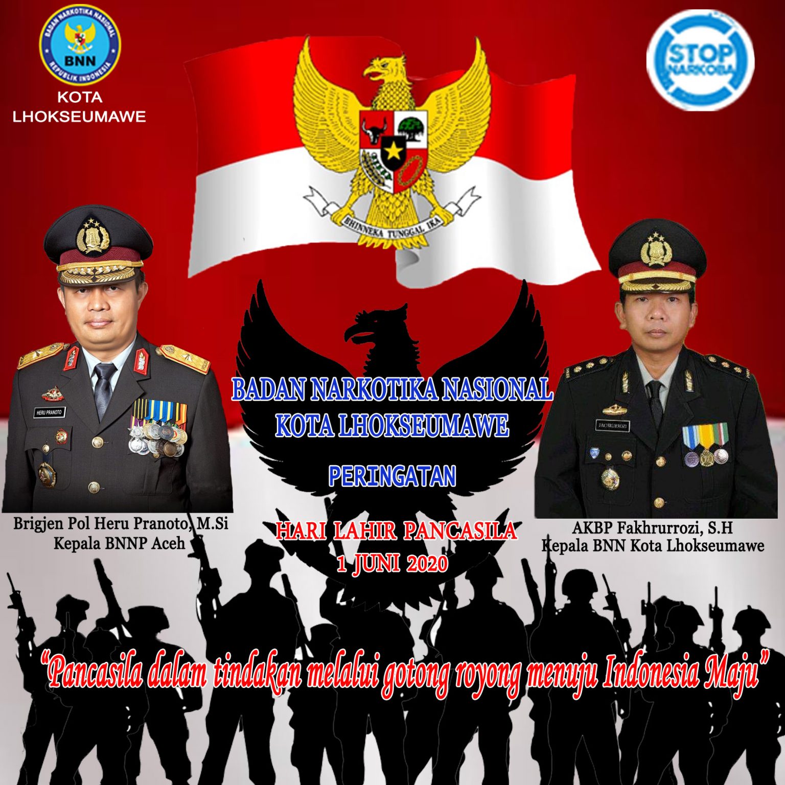 Hari Lahir Pancasila, BNN Lhokseumawe Peringati Secara Virtual