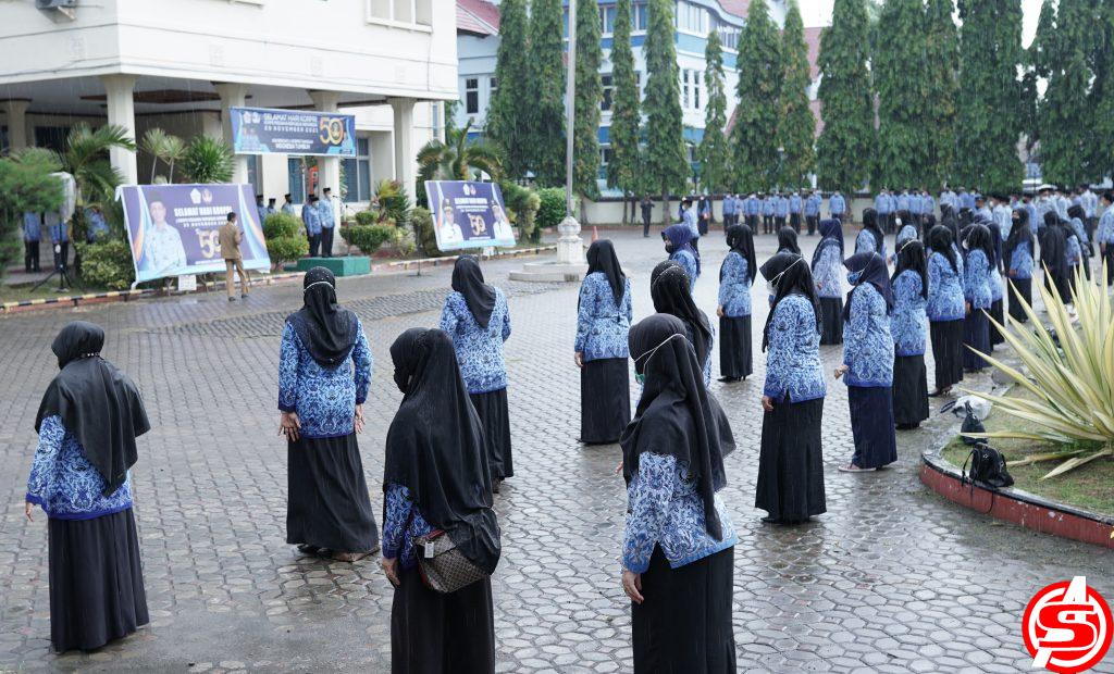 Hujan Gerimis, Upacara HUT Korpri Tetap Berlangsung di Lhokseumawe
