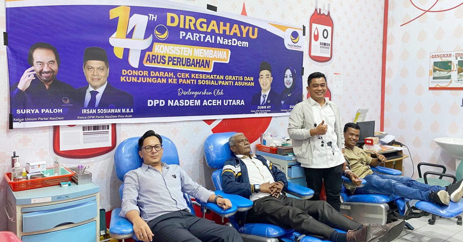 HUT ke-14, NasDem Aceh Utara Gelar Donor Darah sebagai Wujud Nyata Kepedulian Sosial