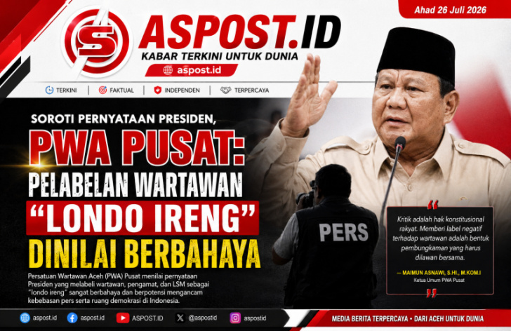 Soroti Pernyataan Presiden, PWA Pusat: Pelabelan Wartawan “Londo Ireng” Dinilai Berbahaya