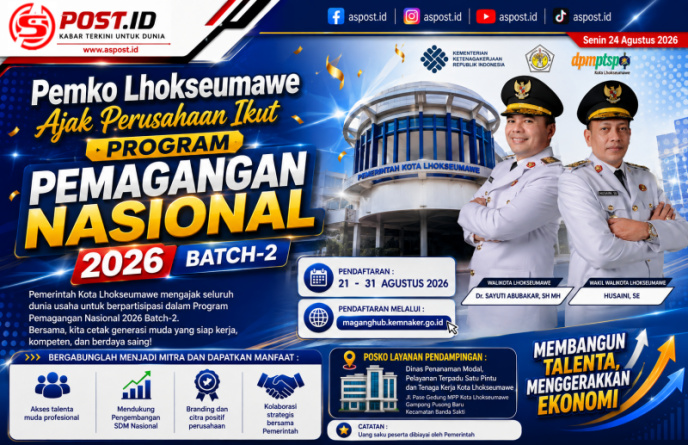 Pemko Lhokseumawe Ajak Perusahaan Ikut Program Pemagangan Nasional 2026 Batch-2