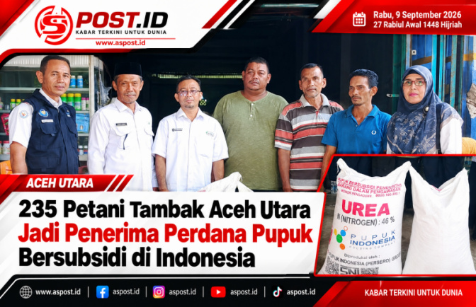 235 Petani Tambak Aceh Utara Jadi Penerima Perdana Pupuk Bersubsidi di Indonesia
