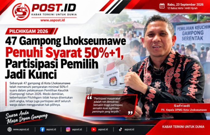 47 Gampong Lhokseumawe Penuhi Syarat 50%+1, Partisipasi Pemilih Jadi Kunci