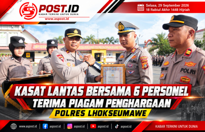Kasat Lantas Bersama 6 Personel Terima Piagam Penghargaan Polres Lhokseumawe